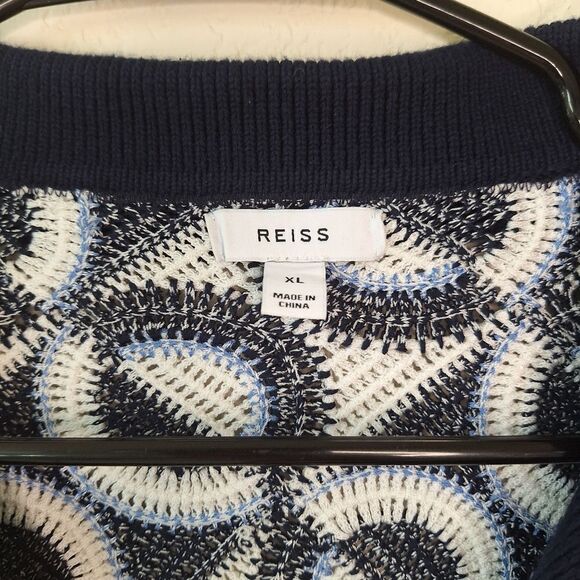 Reiss Frenchie Crochet Cuban Collar Shirt XL - Picture 2 of 8